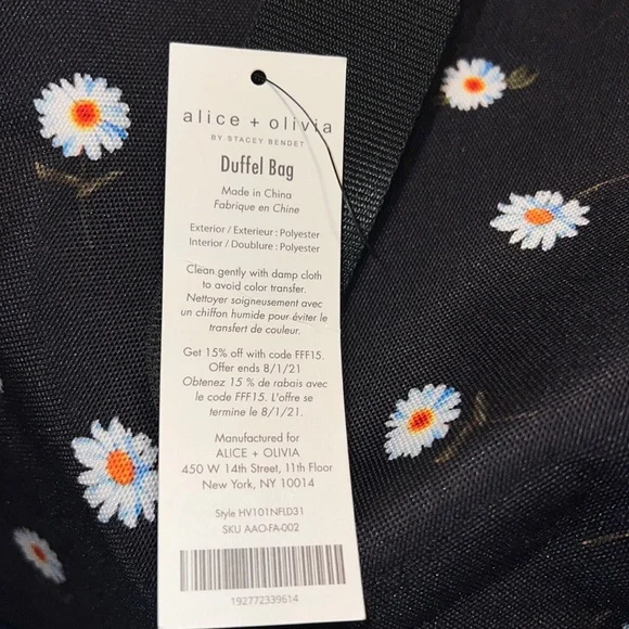 🌟NWT🌟 Alice + Olivia by Stacey Bendet Daisy Floral Duffle Bag Weekender - Picture 8 of 16